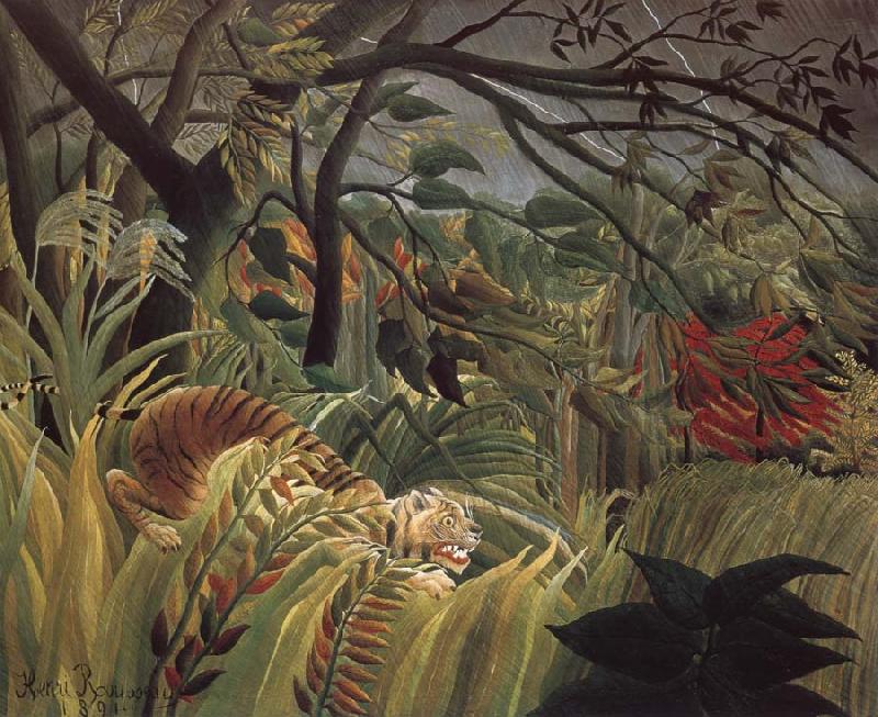 Henri Rousseau Tiger in a Tropical Storm Sweden oil painting art